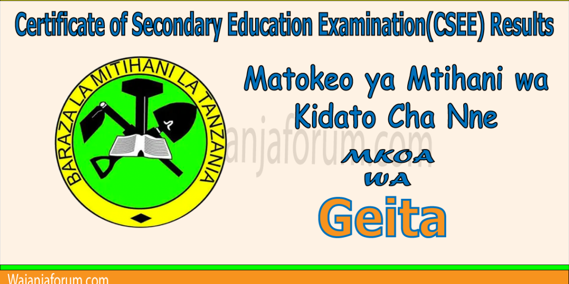 Matokeo ya Kidato Cha Nne 2025 Geita